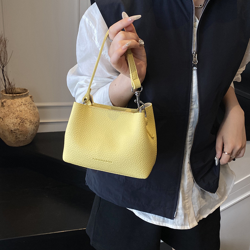Bag for women's hand bucket bag fashionable lychee pattern large capacity fashionable one-shoulder crossbody bag for women